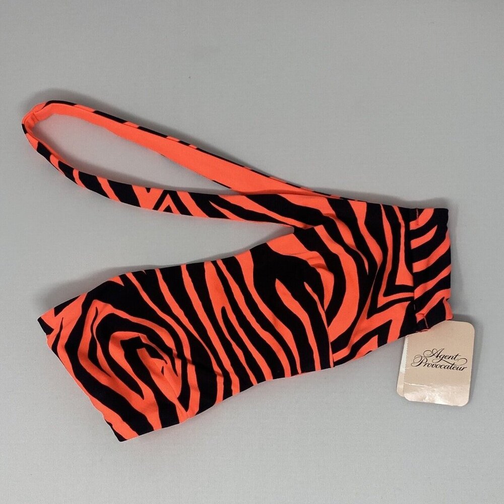 Agent Provocateur Tori Black Coral Zebra Bikini Top NWT